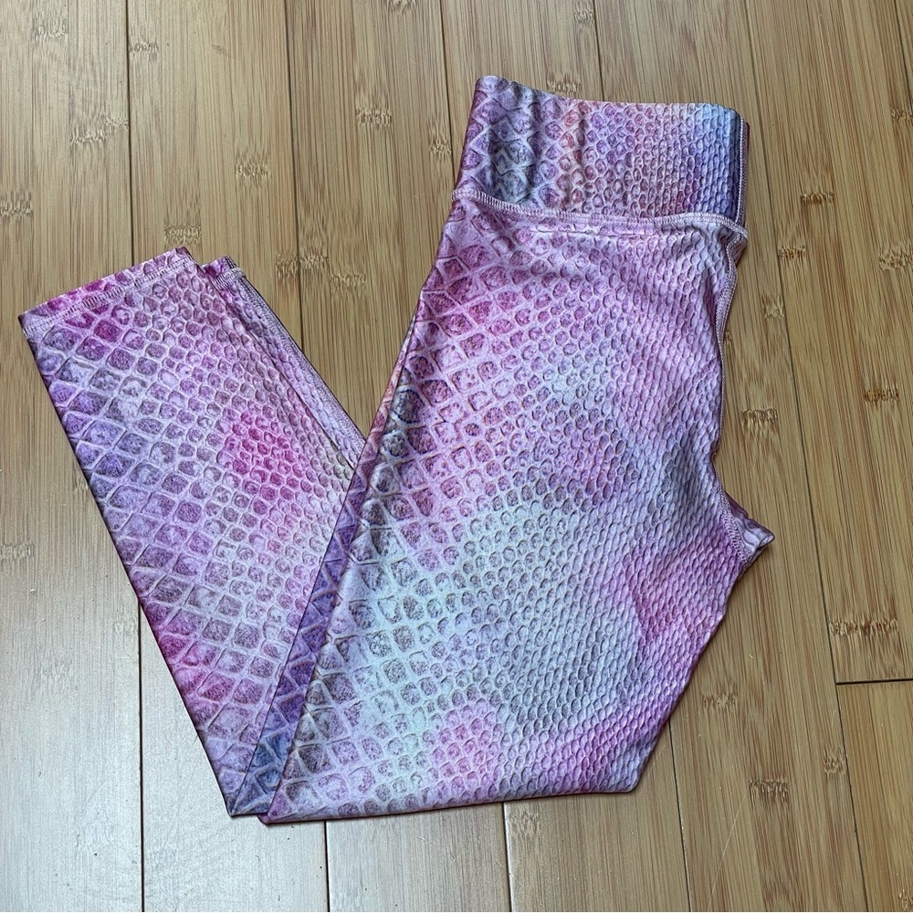 Terez Pink and Purple Snakeskin Leggings Small